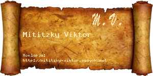 Mititzky Viktor névjegykártya
